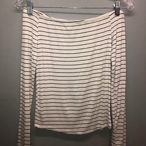 Black & white striped off the shoulder long sleeve